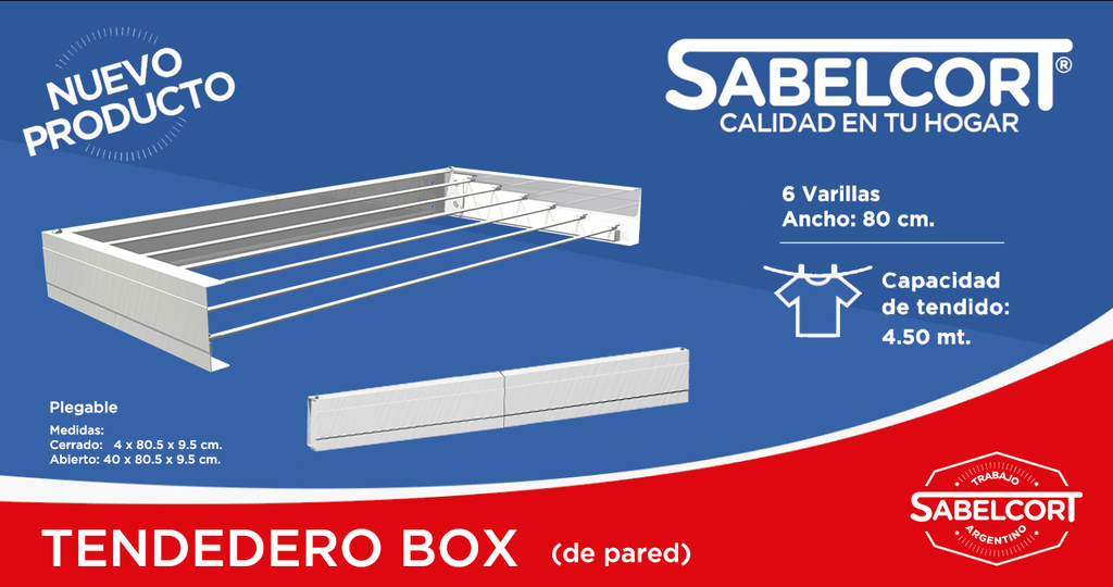 TENDER ROPA BOX 80 cm. 6 VARILLAS SABELCORT