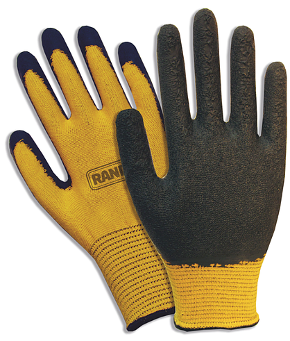 GUANTE T9 POLIEST. LATEX AMARILLO/NEGRO SELLO IRAM (x 12)