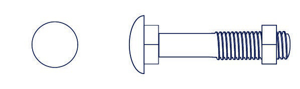 BULON CABEZA REDONDA CON TUERCA   [001]  1/4&quot; x 1&quot; (Caja x 440) BREMEN®