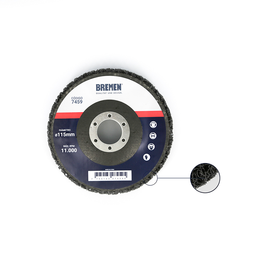 DISCO ABRASIVO FIBRA GRUESA 4-1/2&quot; BREMEN® [5 unid] para Amol. Ang. (7459)