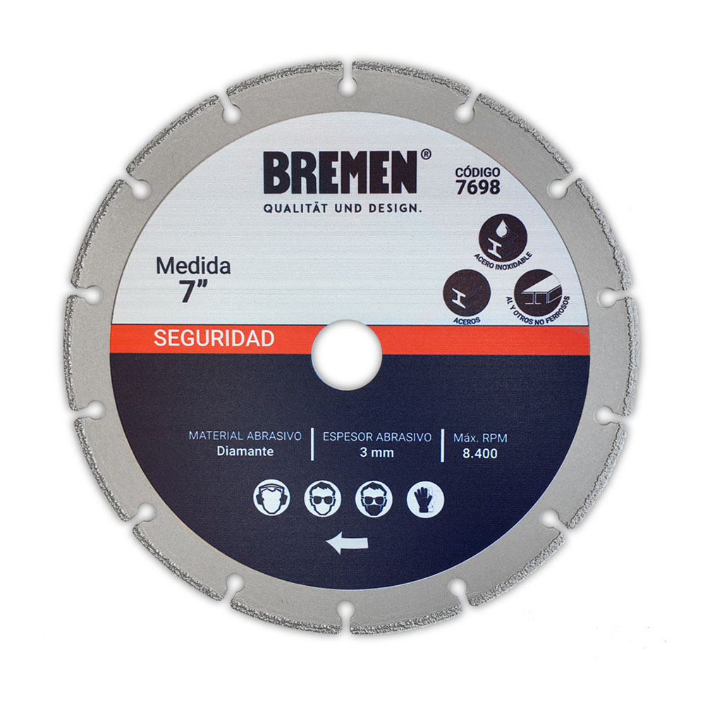 DISCO DIAM. BREMEN® 7&quot; p/ CORTE METAL (ALTO RENDIMIENTO) (7698)