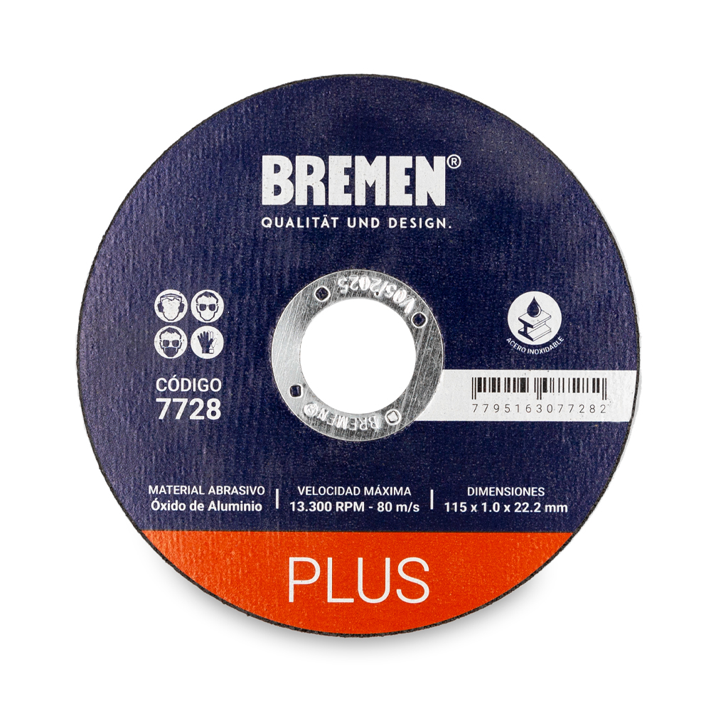 DISCO DE CORTE PLUS 4-1/2&quot; (115x1.0x22mm) [25 unid] BREMEN® (7728)