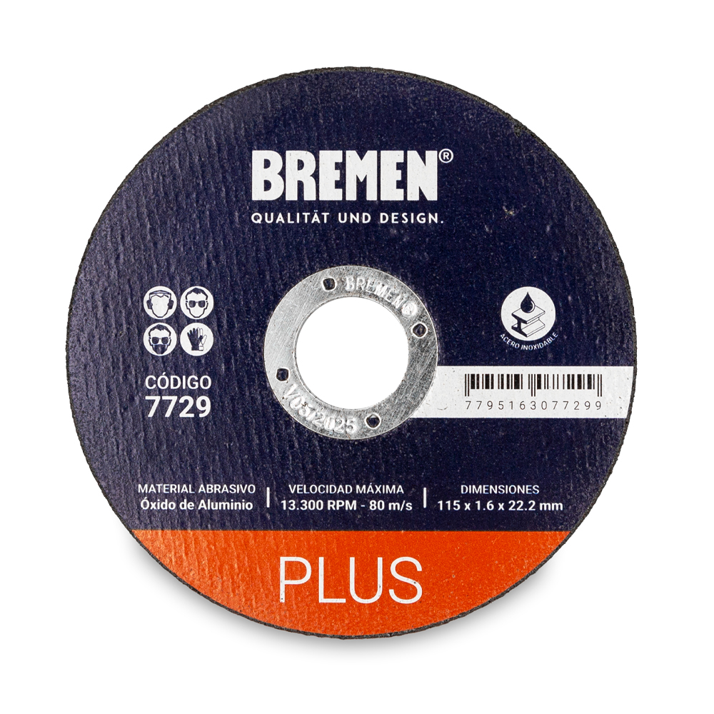 DISCO DE CORTE PLUS 4-1/2&quot; (115x1.6x22mm) [25 unid] BREMEN® (7729)