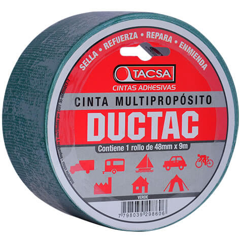 CINTA MULTIPROPOSITO DUCTAC  9 m VERDE TACSA