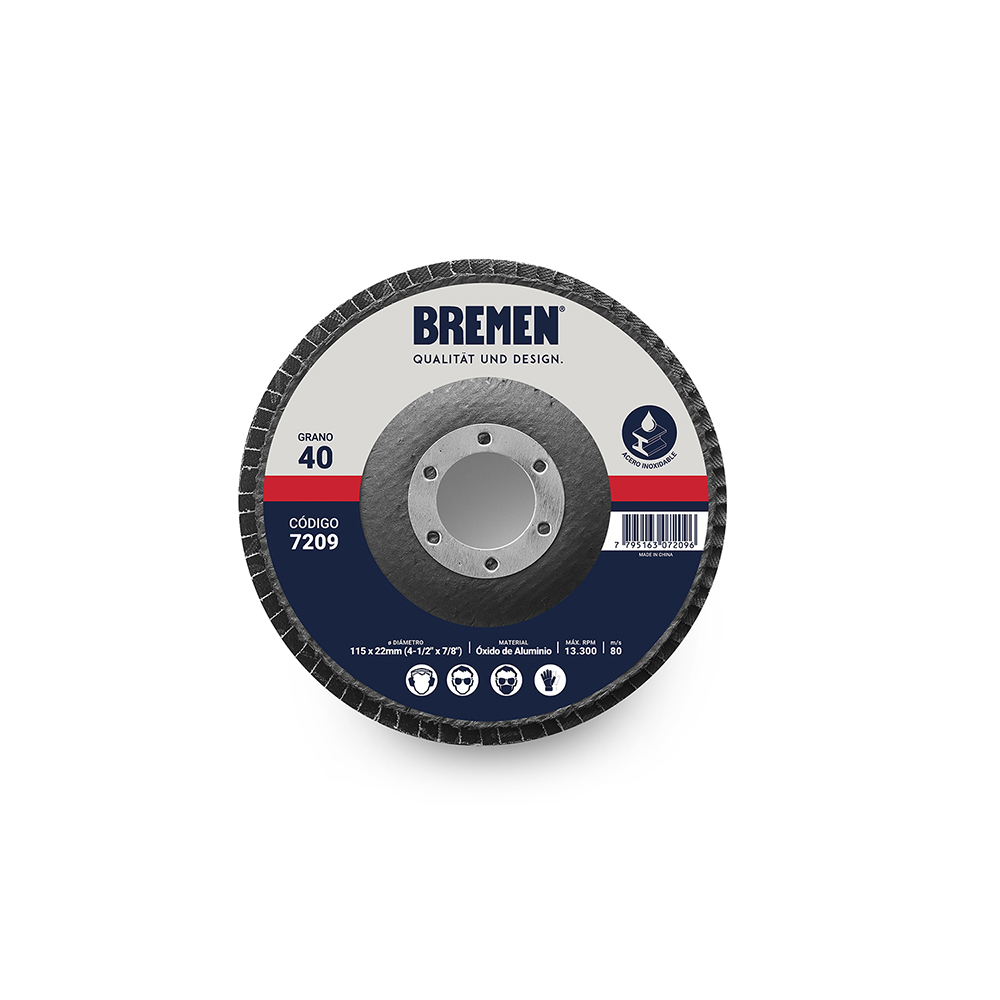 [BREF440] DISCO FLAP  4-1/2&quot;  Oxido de Al   (G.  40) BREMEN® (7209)