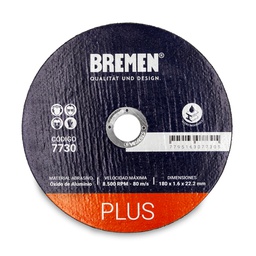 [7730] DISCO DE CORTE PLUS 7&quot; (180x1.6x22mm) [10 unid] BREMEN® (7730)